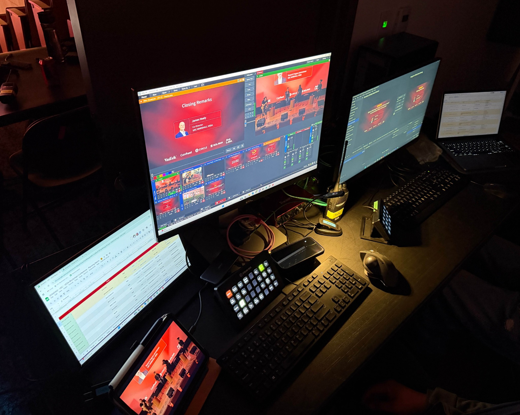 Technical direction and livestream control position for USC conference production